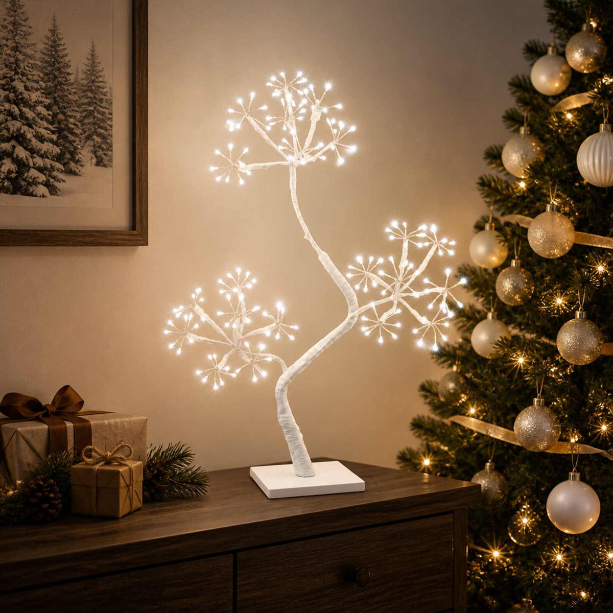 S-Shape LED Christmas Tree 2 pcs White 18 x 18 x 45 cm Steel