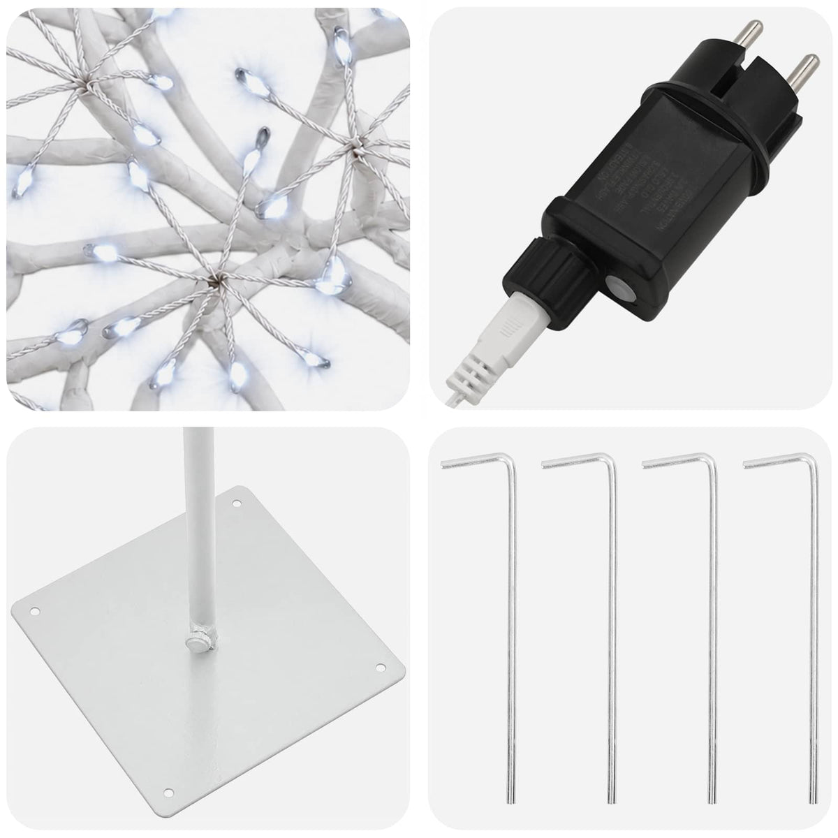 S-Shape LED Christmas Tree White 18 x 18 x 120 cm Steel