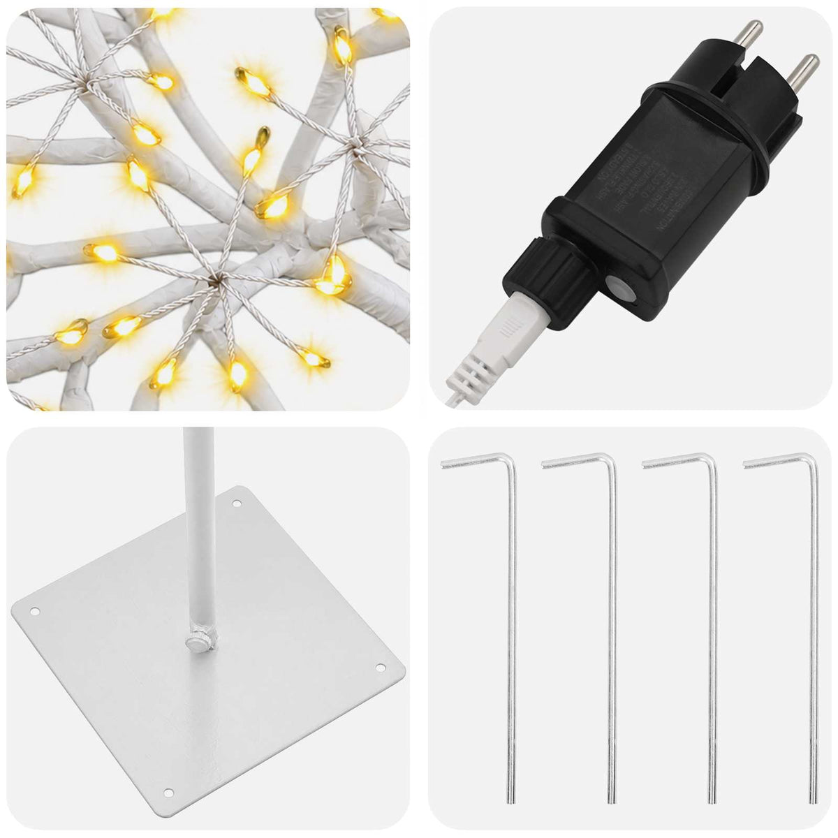 S-Shape LED Christmas Tree White 20 x 20 x 175 cm Steel