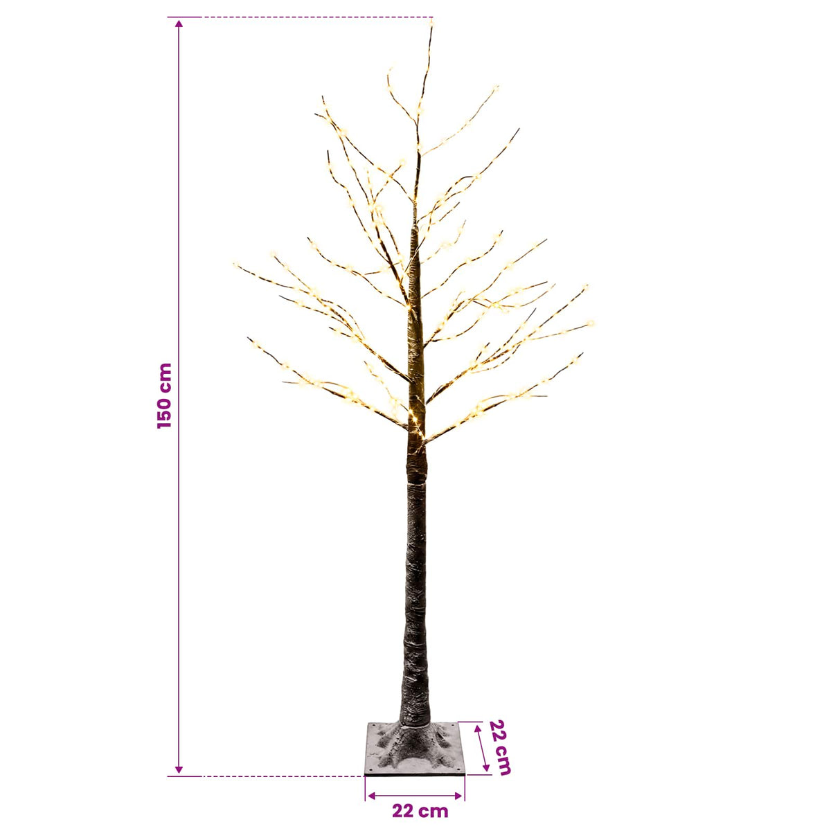 Snow-Covered LED Christmas Tree Brown 22 x 22 x 150 cm Plastic