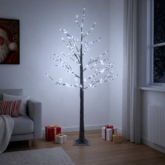 Snow-Covered LED Christmas Tree Brown 22 x 22 x 150 cm Plastic