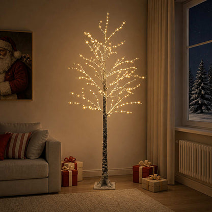 Snow-Covered LED Christmas Tree Brown 22 x 22 x 180 cm Plastic