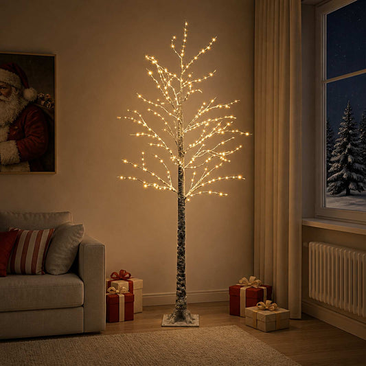 Snow-Covered LED Christmas Tree Brown 22 x 22 x 180 cm Plastic