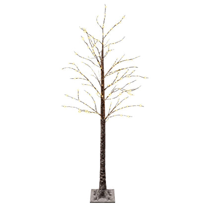 Snow-Covered LED Christmas Tree Brown 22 x 22 x 180 cm Plastic
