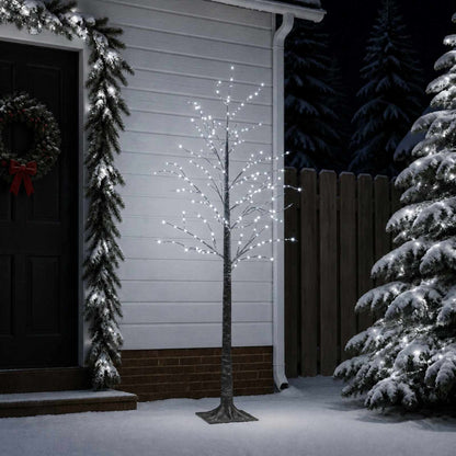 Snow-Covered LED Christmas Tree Brown 22 x 22 x 180 cm Plastic