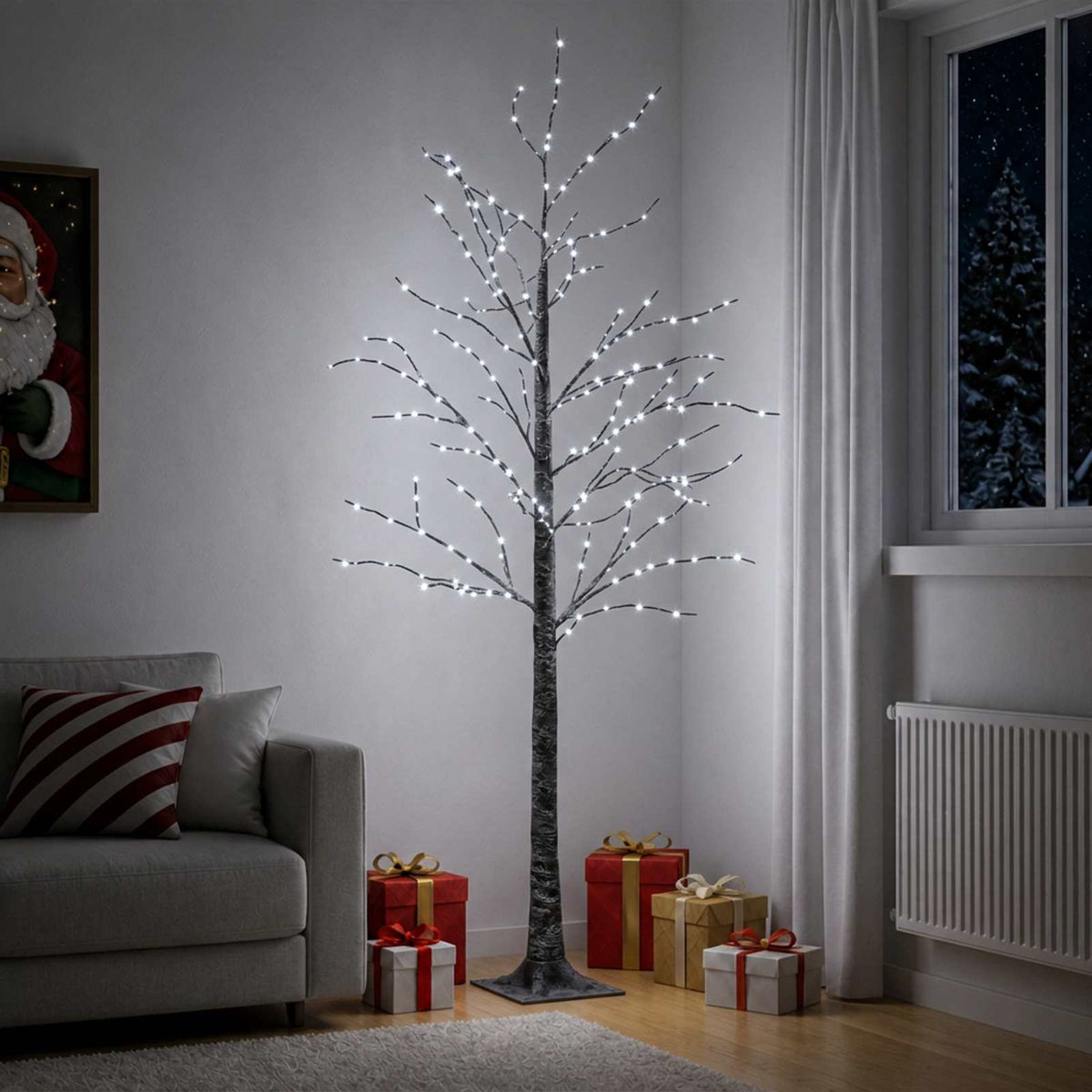 Snow-Covered LED Christmas Tree Brown 22 x 22 x 180 cm Plastic