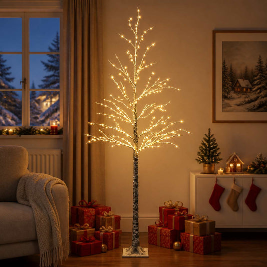 Snow-Covered LED Christmas Tree Brown 25 x 25 x 210 cm Plastic