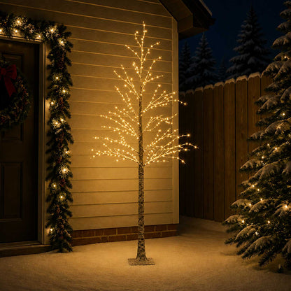 Snow-Covered LED Christmas Tree Brown 25 x 25 x 240 cm Plastic