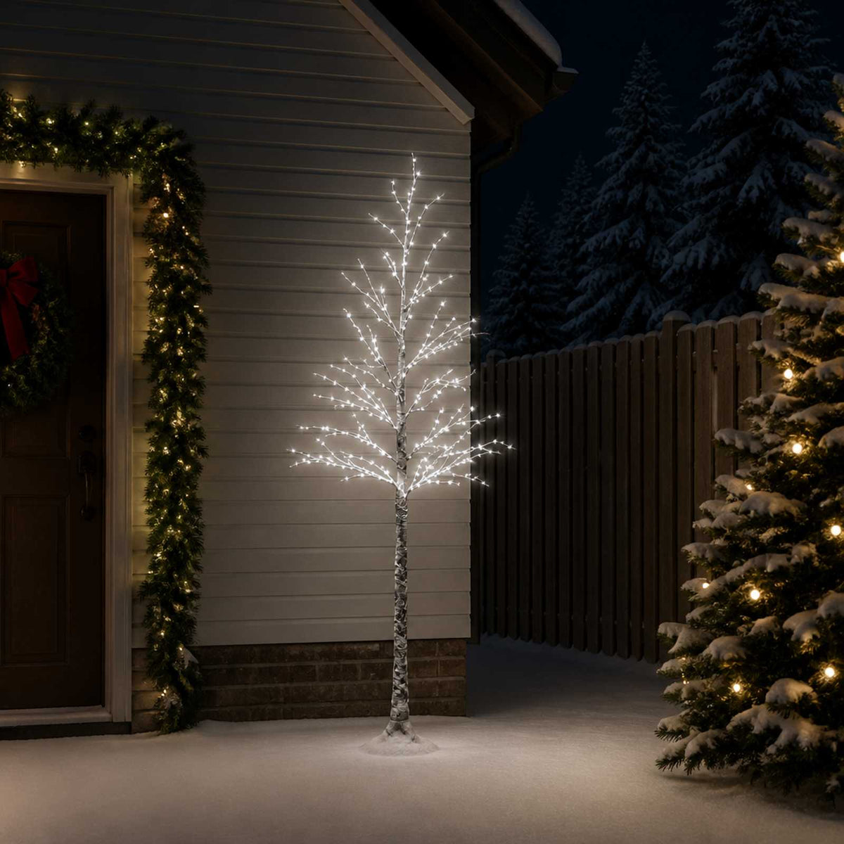 Snow-Covered LED Christmas Tree Brown 25 x 25 x 240 cm Plastic