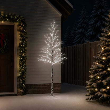 Snow-Covered LED Christmas Tree Brown 25 x 25 x 240 cm Plastic