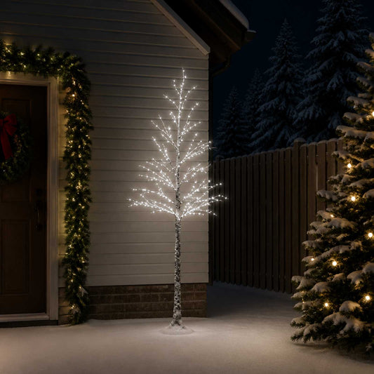 Snow-Covered LED Christmas Tree Brown 25 x 25 x 240 cm Plastic