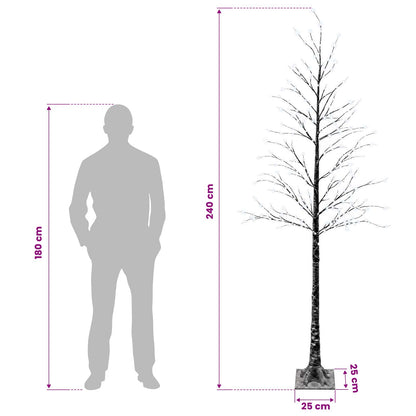 Snow-Covered LED Christmas Tree Brown 25 x 25 x 240 cm Plastic