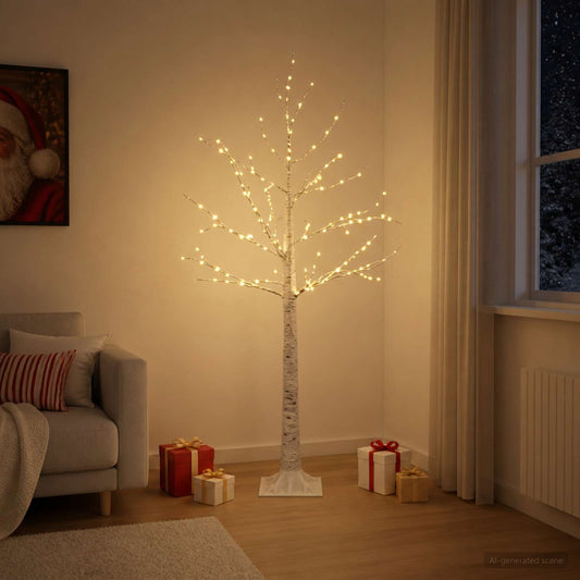 Birch Christmas Tree White 22 x 22 x 150 cm Plastic 232 LEDs