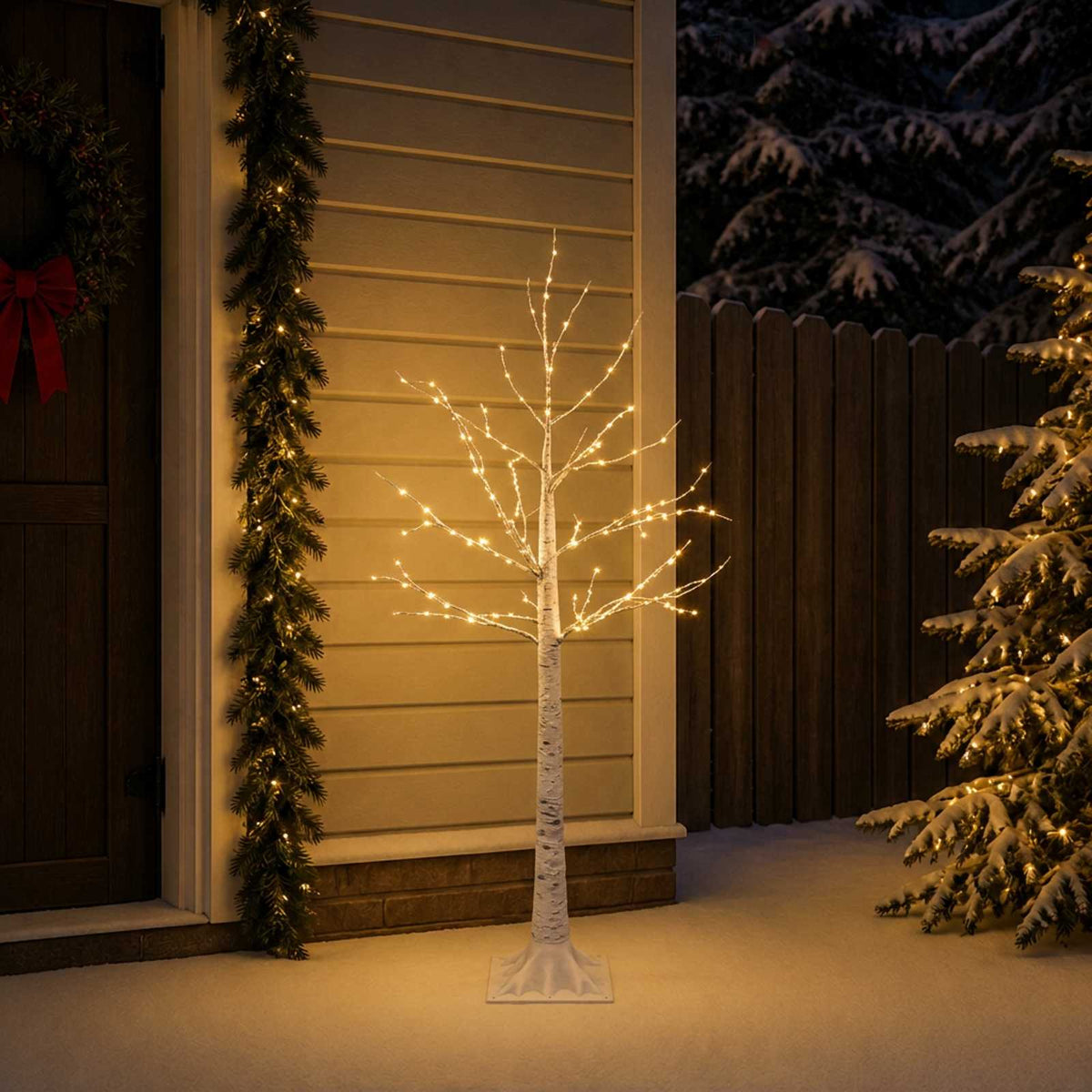 Birch Christmas Tree White 22 x 22 x 120 cm Plastic 174 LEDs