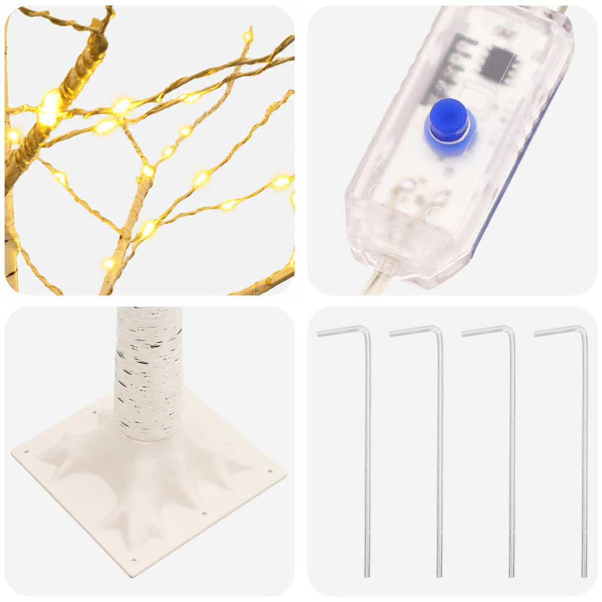Birch Christmas Tree White 22 x 22 x 120 cm Plastic 174 LEDs