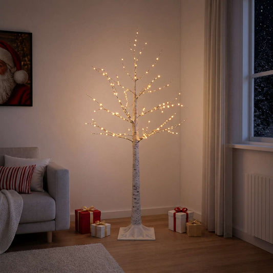 Birch Christmas Tree White 22 x 22 x 150 cm Plastic 232 LEDs