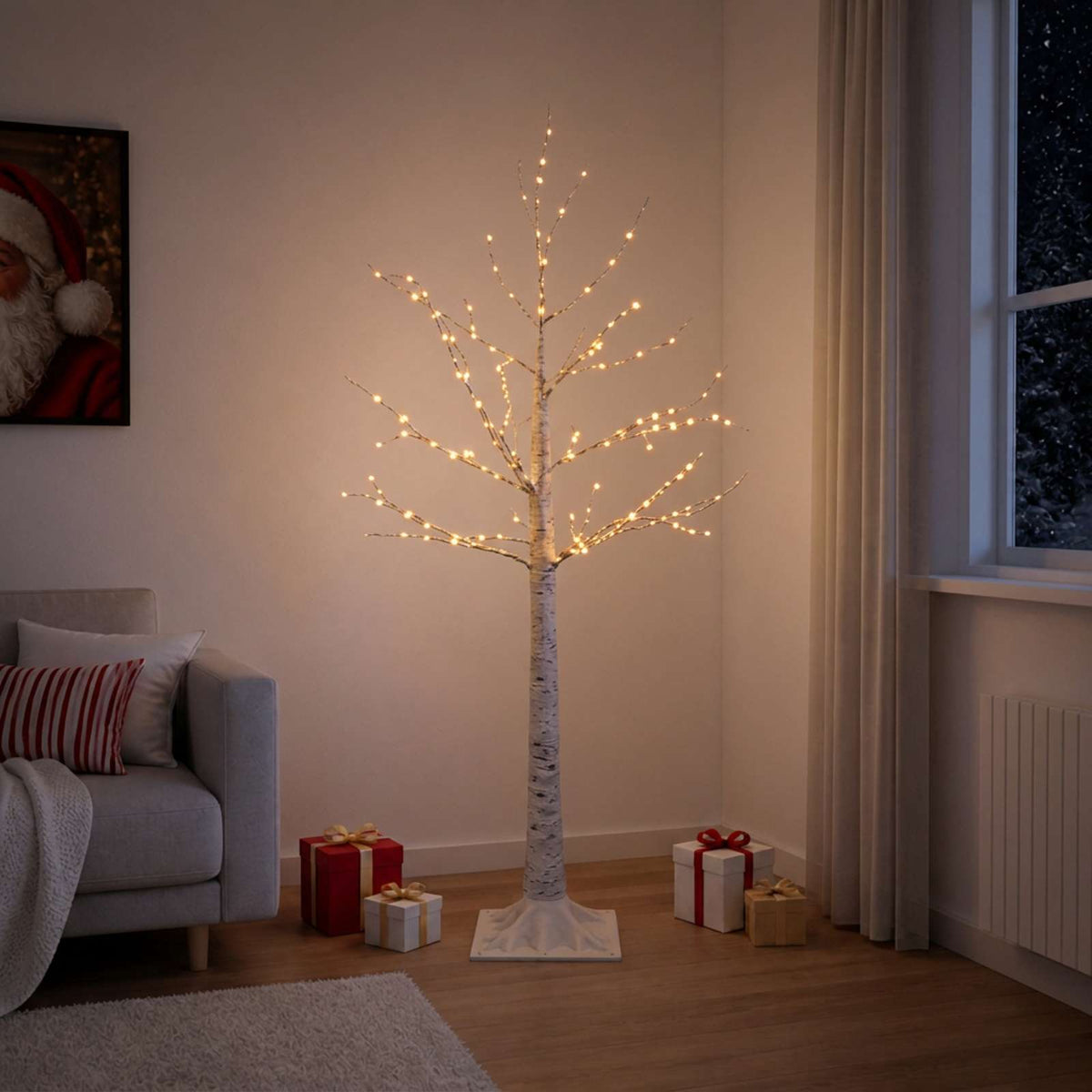Birch Christmas Tree White 22 x 22 x 120 cm Plastic 174 LEDs