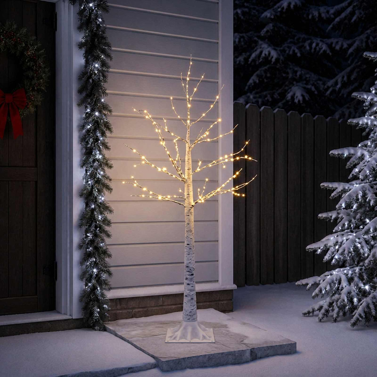 Birch Christmas Tree White 22 x 22 x 120 cm Plastic 174 LEDs