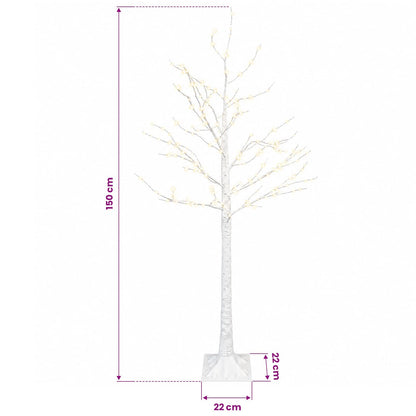 Birch Christmas Tree White 22 x 22 x 150 cm Plastic 232 LEDs