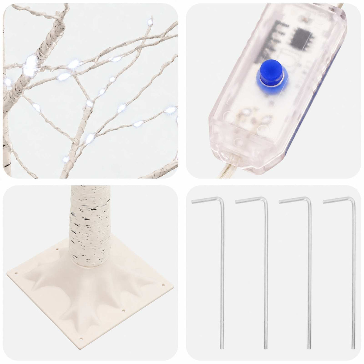 Birch Christmas Tree White 22 x 22 x 150 cm Plastic 232 LEDs