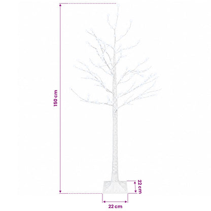 Birch Christmas Tree White 22 x 22 x 150 cm Plastic 232 LEDs