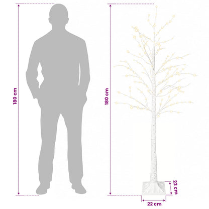 Birch Christmas Tree White 22 x 22 x 180 cm Plastic 319 LEDs