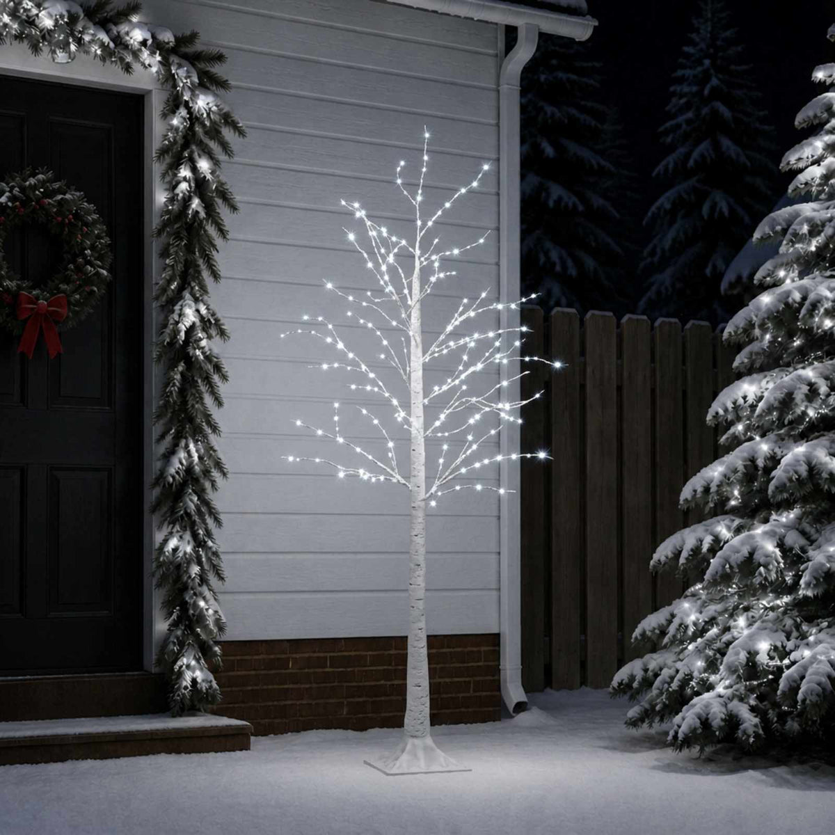 Birch Christmas Tree White 22 x 22 x 180 cm Plastic 319 LEDs