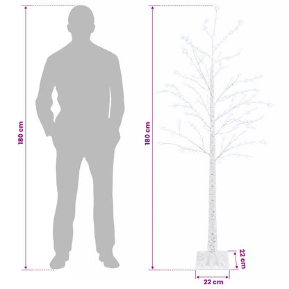 Birch Christmas Tree White 22 x 22 x 180 cm Plastic 319 LEDs