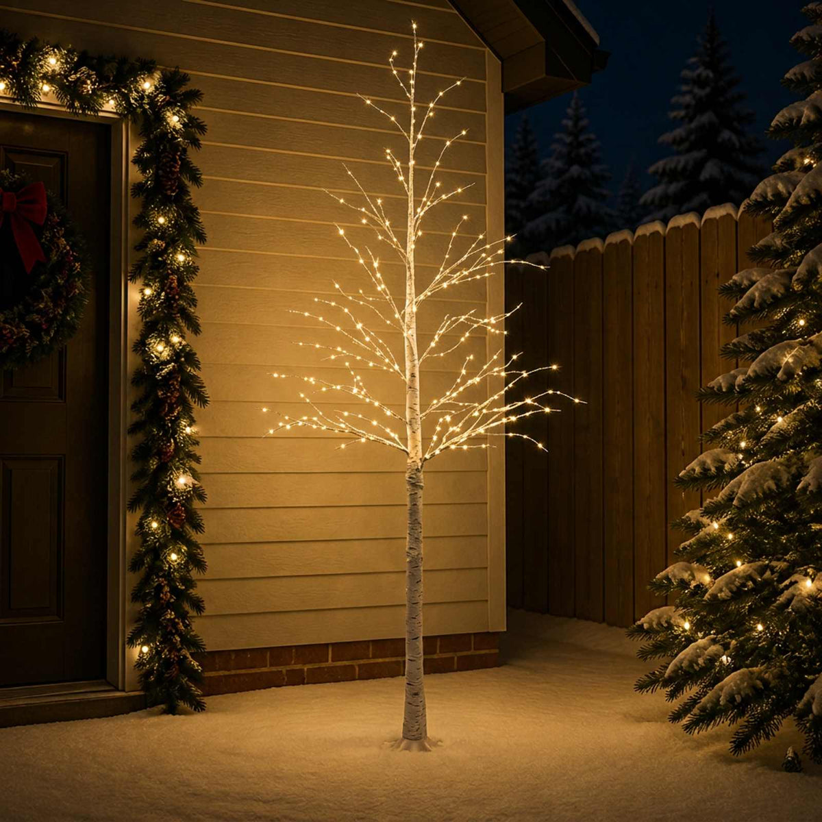 Birch Christmas Tree White 25 x 25 x 240 cm Plastic 493 LEDs