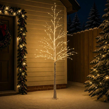 Birch Christmas Tree White 25 x 25 x 240 cm Plastic 493 LEDs