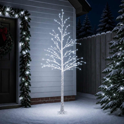 Birch Christmas Tree White 25 x 25 x 240 cm Plastic 493 LEDs