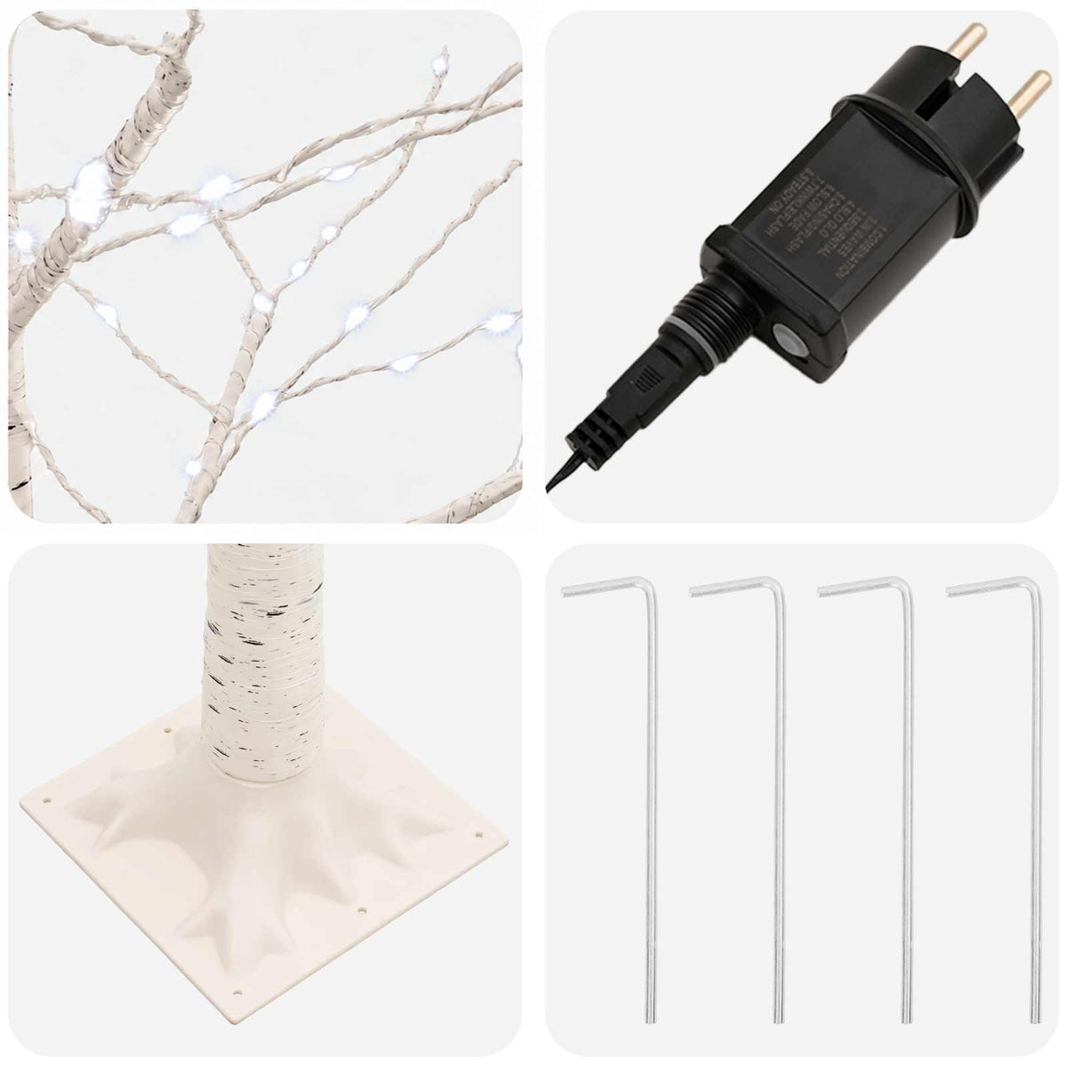 Birch Christmas Tree White 25 x 25 x 210 cm Plastic 406 LEDs