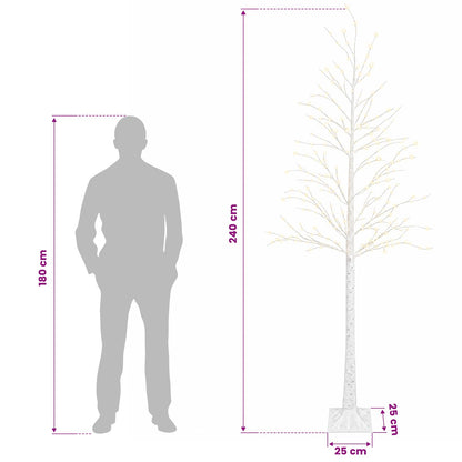 Birch Christmas Tree White 25 x 25 x 240 cm Plastic 493 LEDs