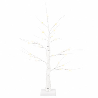 LED Birch Christmas Tree 2 pcs White 10 x 10 x 58 cm Plastic