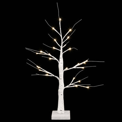 LED Birch Christmas Tree 2 pcs White 10 x 10 x 58 cm Plastic