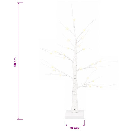 LED Birch Christmas Tree 2 pcs White 10 x 10 x 58 cm Plastic