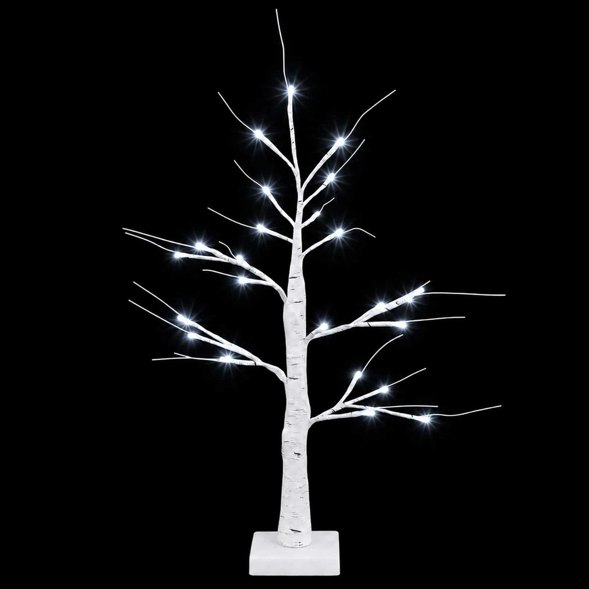 LED Birch Christmas Tree 2 pcs White 10 x 10 x 58 cm Plastic
