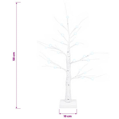 LED Birch Christmas Tree 2 pcs White 10 x 10 x 58 cm Plastic