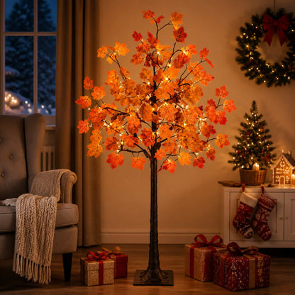 LED Maple Christmas Tree Brown 120 cm Plastic 48 LEDs