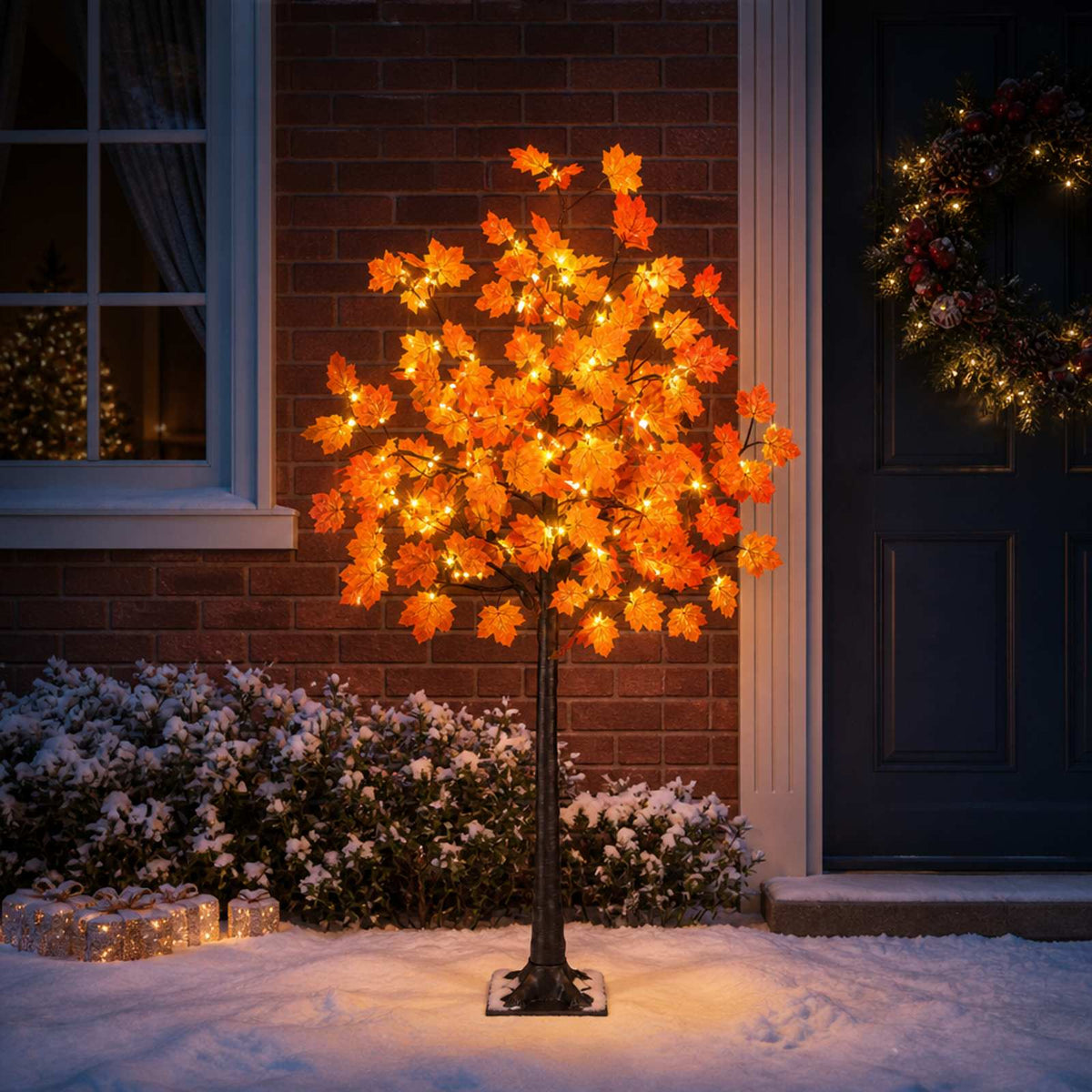 LED Maple Christmas Tree Brown 120 cm Plastic 48 LEDs