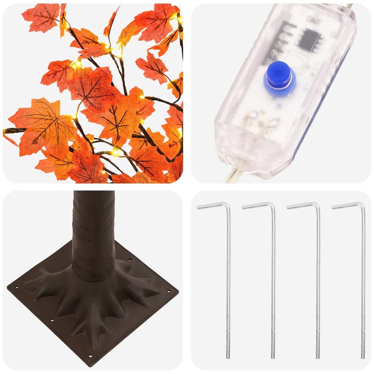 LED Maple Christmas Tree Brown 150 cm Plastic 96 LEDs