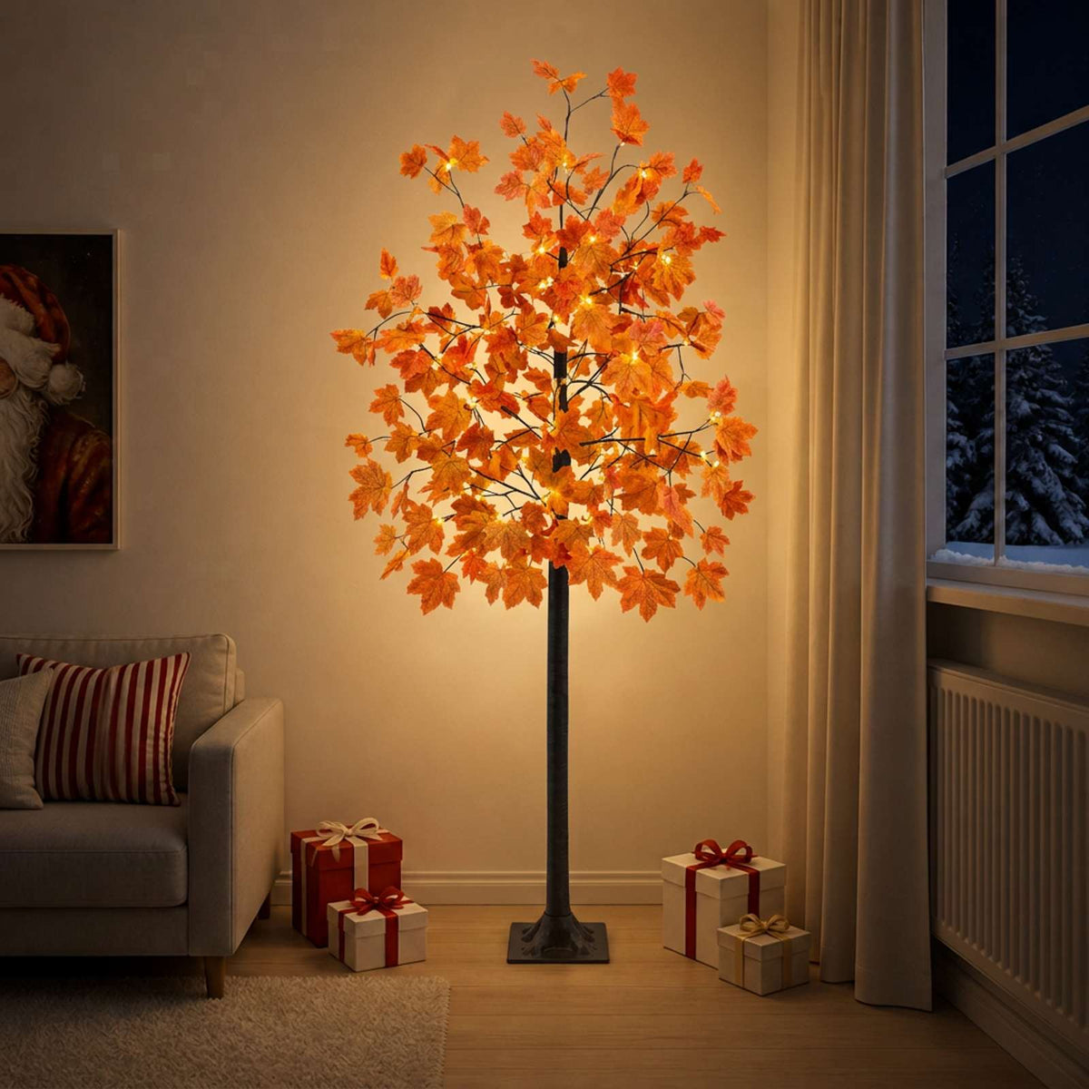 LED Maple Christmas Tree Brown 240 cm Plastic 192 LEDs