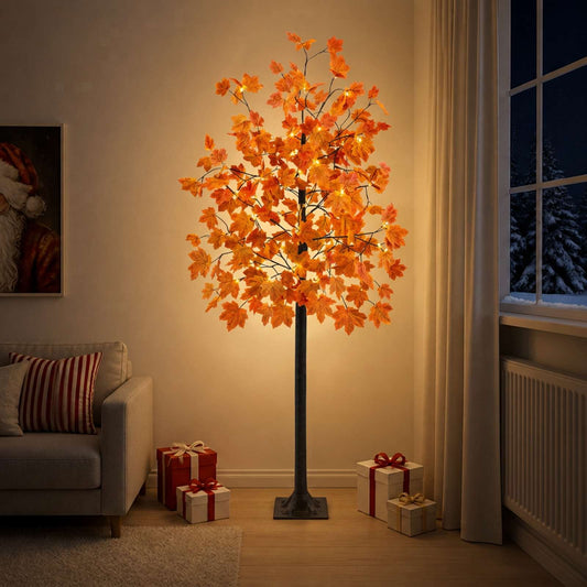 LED Maple Christmas Tree Brown 210 cm Plastic 144 LEDs