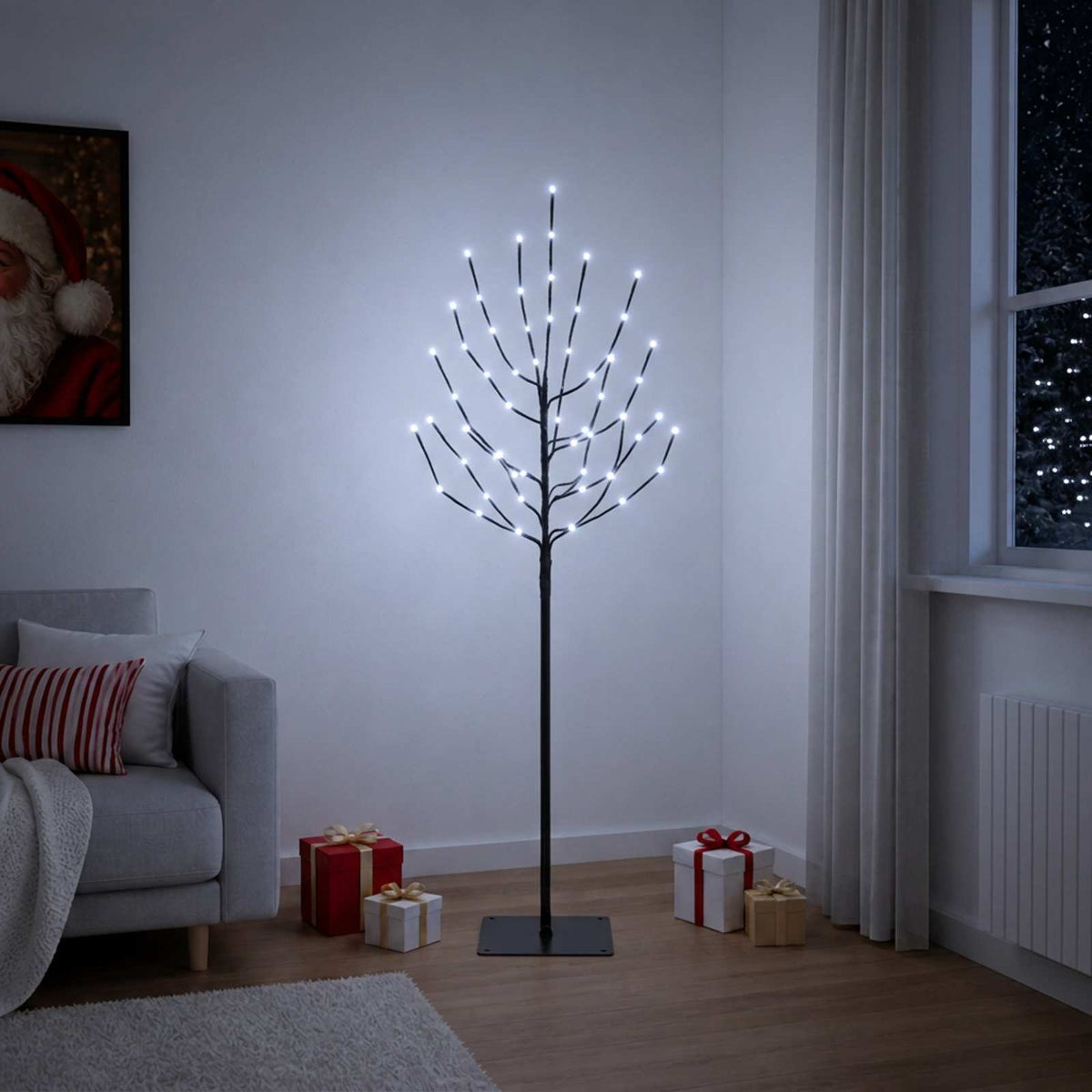 LED Christmas Tree Black 120 cm Steel 100 LEDs