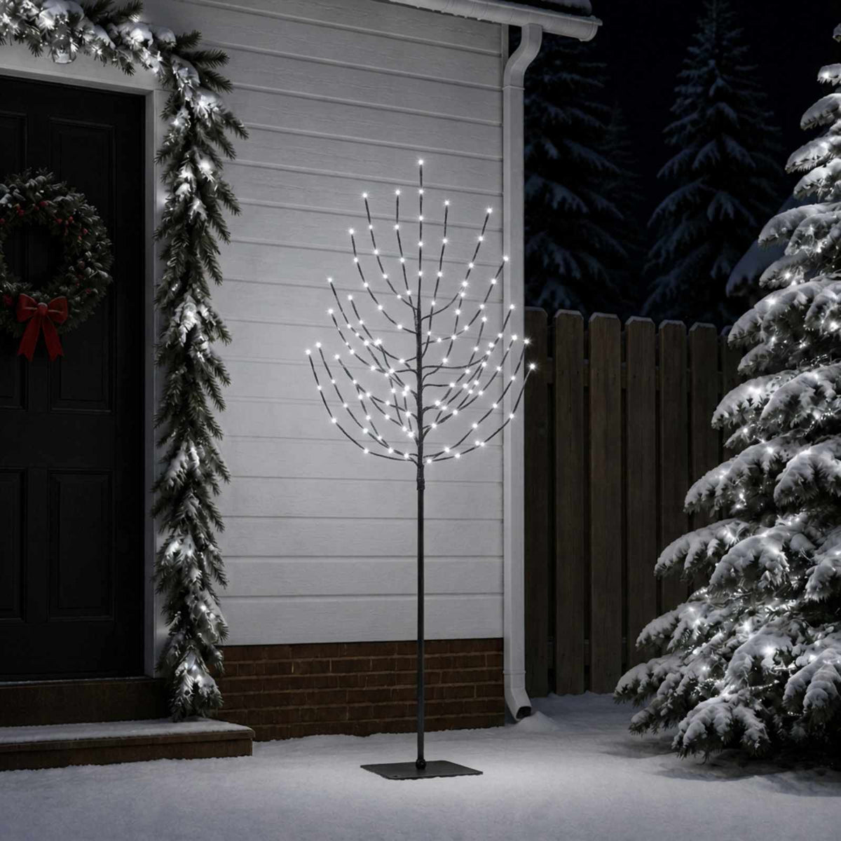 LED Christmas Tree Black 20 x 20 x 180 cm Steel 160 LEDs