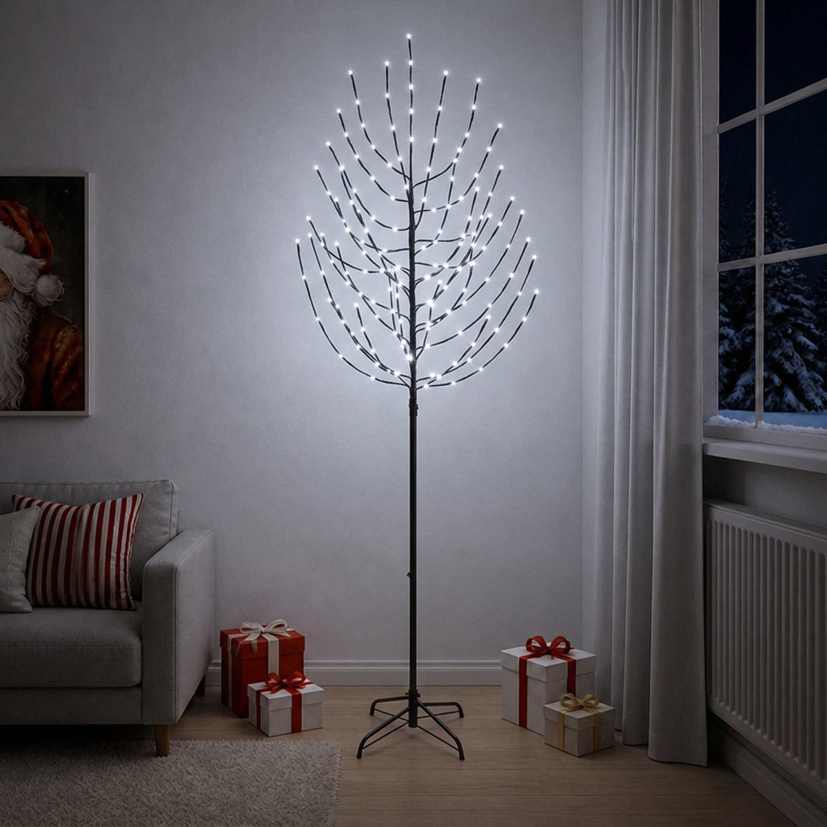 LED Christmas Tree Black 210 cm Steel 180 LEDs