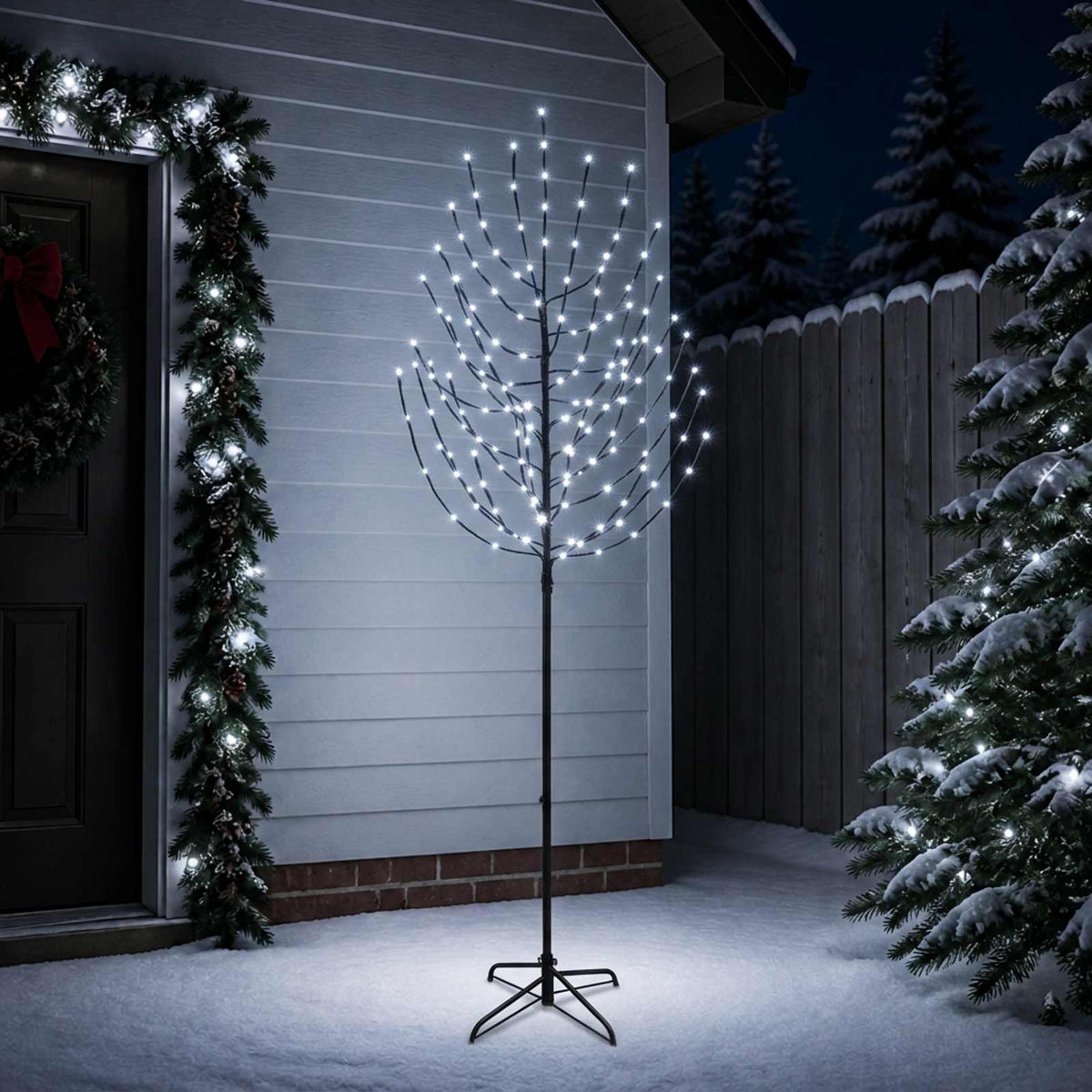 LED Christmas Tree Black 210 cm Steel 180 LEDs