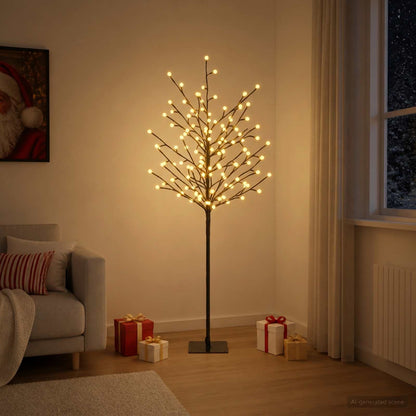LED Ball Christmas Tree Black 18 x 18 x 120 cm Steel 150 LEDs