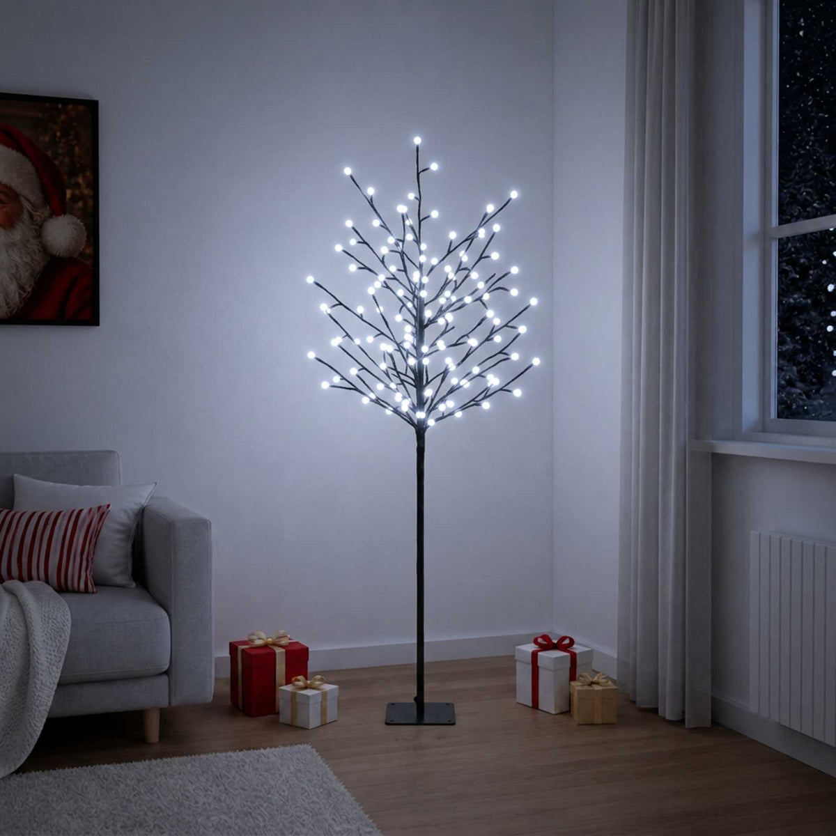LED Ball Christmas Tree Black 18 x 18 x 120 cm Steel 150 LEDs