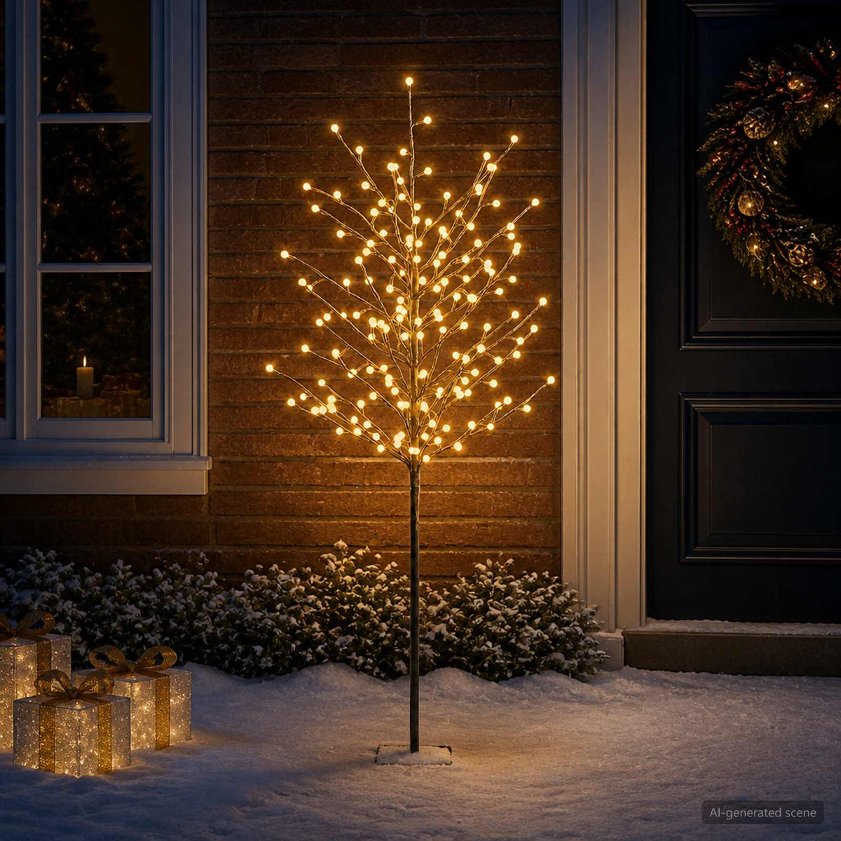 LED Ball Christmas Tree Black 18 x 18 x 150 cm Steel 185 LEDs